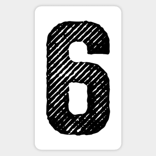 Rough Number 6 Sticker